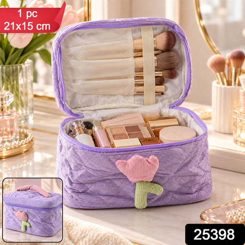 Reusable Quilted Bento Bag With Handle And Storage Pockets (1 Pc 21x15 Cm)