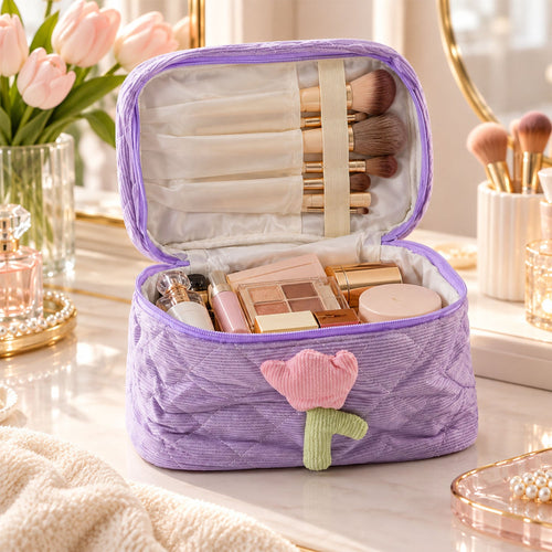Reusable Quilted Bento Bag With Handle And Storage Pockets (1 Pc 21x15 Cm)
