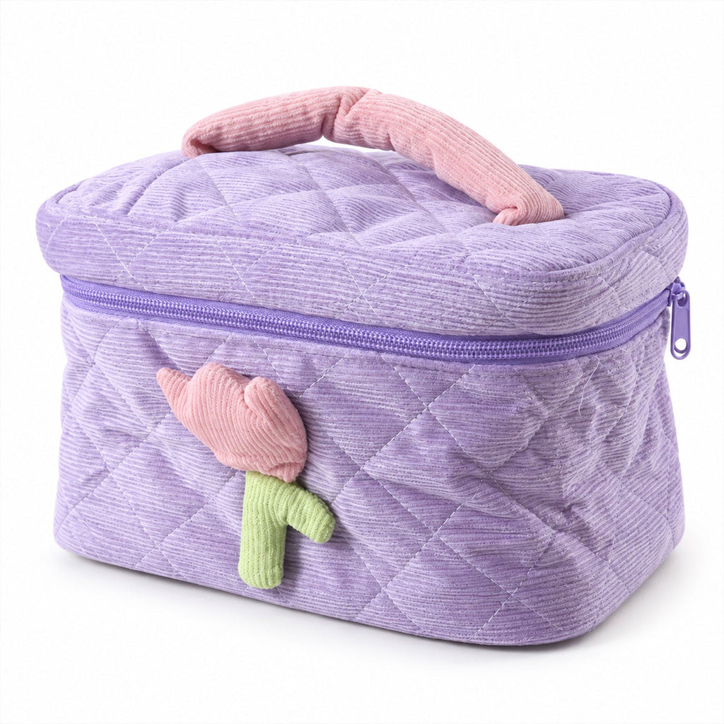 Reusable Quilted Bento Bag With Handle And Storage Pockets (1 Pc 21x15 Cm)
