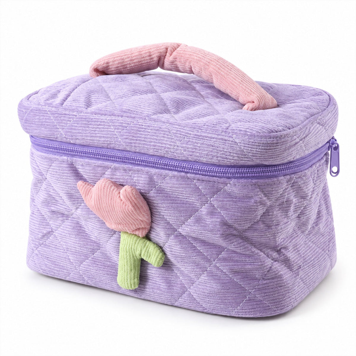 Reusable Quilted Bento Bag With Handle And Storage Pockets (1 Pc 21x15 Cm)
