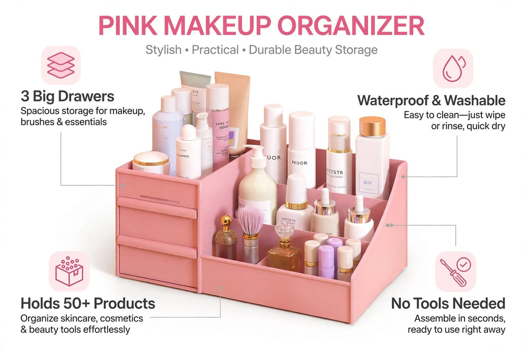 ShopyBazaar Pinky Organizer - Large Skincare & Cosmetic Storage Box